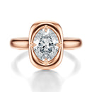 Signature Heirloom Bezel Oval Engagement Ring - Rose Gold Polished Band - Front View
