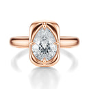 Signature Heirloom Bezel Pear Engagement Ring - Rose Gold Polished Band - Front View