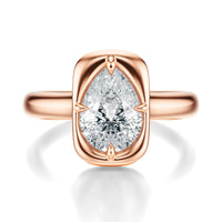 Signature Heirloom Bezel Pear Engagement Ring - Rose Gold Polished Band - Front View