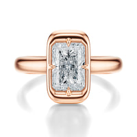 Signature Heirloom Bezel Radiant Engagement Ring - Rose Gold Polished Band - Front View