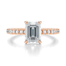 Signature Hidden Halo Emerald Engagement Ring - Rose Gold Pavé Band - Front View