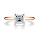 Signature Hidden Halo Asscher Engagement Ring - Rose Gold Polished Band - Front View