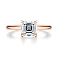 Signature Hidden Halo Asscher Engagement Ring - Rose Gold Polished Band - Front View