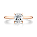Signature Hidden Halo Cushion Engagement Ring - Rose Gold Polished Band - Front View