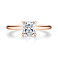 Signature Hidden Halo Cushion Engagement Ring - Rose Gold Polished Band - Front View
