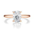Signature Hidden Halo Elongated Cushion Engagement Ring - Rose Gold Polished Band - Front View