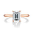 Signature Hidden Halo Emerald Engagement Ring - Rose Gold Polished Band - Front View