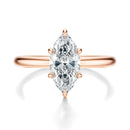 Signature Hidden Halo Marquise Engagement Ring - Rose Gold Polished Band - Front View