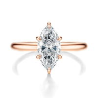 Signature Hidden Halo Marquise Engagement Ring - Rose Gold Polished Band - Front View