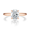 Signature Hidden Halo Oval Engagement Ring - Rose Gold Polished Band - Front View