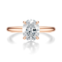 Signature Hidden Halo Oval Engagement Ring - Rose Gold Polished Band - Front View