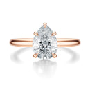 Signature Hidden Halo Pear Engagement Ring - Rose Gold Polished Band - Front View