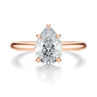 Signature Hidden Halo Pear Engagement Ring - Rose Gold Polished Band - Front View