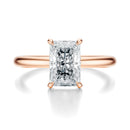Signature Hidden Halo Radiant Engagement Ring - Rose Gold Polished Band - Front View