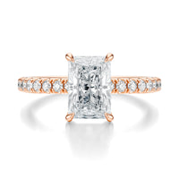Signature Solitaire Radiant Engagement Ring - Rose Gold Pavé Band - Front View