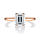 Signature Solitaire Emerald Engagement Ring - Rose Gold Polished Band - Front View