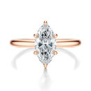 Signature Solitaire Marquise Engagement Ring - Rose Gold Polished Band - Front View