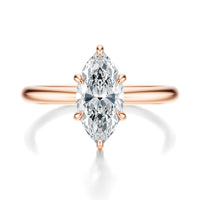 Signature Solitaire Marquise Engagement Ring - Rose Gold Polished Band - Front View