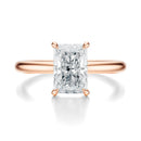 Signature Solitaire Radiant Engagement Ring - Rose Gold Polished Band - Front View