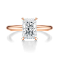 Signature Solitaire Radiant Engagement Ring - Rose Gold Polished Band - Front View