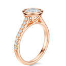 Signature Bezel Cushion Engagement Ring - Rose Gold Pavé Band - Side View