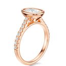 Signature Bezel Elongated Cushion Engagement Ring - Rose Gold Pavé Band - Side View