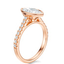 Signature Bezel Marquise Engagement Ring - Rose Gold Pavé Band - Side View