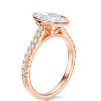 Signature Bezel Marquise Engagement Ring - Rose Gold Pavé Band - Side View