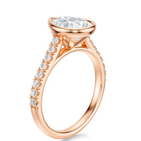 Signature Bezel Pear Engagement Ring - Rose Gold Pavé Band - Side View