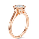 Signature Bezel Cushion Engagement Ring - Rose Gold Polished Band - Side View
