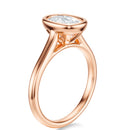 Signature Bezel Elongated Cushion Engagement Ring - Rose Gold Polished Band - Side View