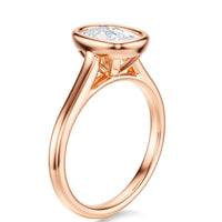 Signature Bezel Elongated Cushion Engagement Ring - Rose Gold Polished Band - Side View