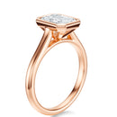 Signature Bezel Emerald Engagement Ring - Rose Gold Polished Band - Side View
