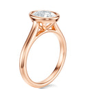 Signature Bezel Oval Engagement Ring - Rose Gold Polished Band - Side View