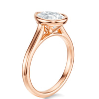 Signature Bezel Pear Engagement Ring - Rose Gold Polished Band - Side View