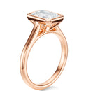 Signature Bezel Radiant Engagement Ring - Rose Gold Polished Band - Side View