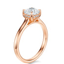 Signature Cathedral Hidden Halo Cushion Engagement Ring - Rose Gold Polished Band - Side View