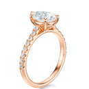 Signature Cathedral Pear Engagement Ring - Rose Gold Pavé Band - Side View