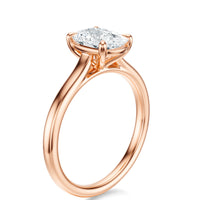 Signature Cathedral Elongated Cushion Engagement Ring - Rose Gold Polished Band - Side View