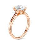 Signature Cathedral Oval Engagement Ring - Rose Gold Polished Band - Side View