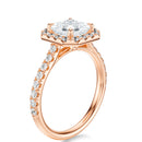 Signature Halo Asscher Engagement Ring - Rose Gold Pavé Band - Side View