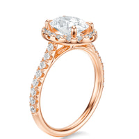 Signature Halo Oval Engagement Ring - Rose Gold Pavé Band - Side View
