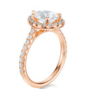 Signature Halo Pear Engagement Ring - Rose Gold Pavé Band - Side View
