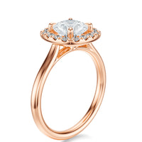 Signature Halo Cushion Engagement Ring - Rose Gold Polished Band - Side View