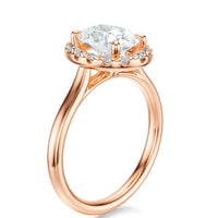 Signature Halo Oval Engagement Ring - Rose Gold Polished Band - Side View