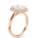 Signature Halo Radiant Engagement Ring - Rose Gold Polished Band - Side View