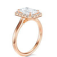 Signature Halo Radiant Engagement Ring - Rose Gold Polished Band - Side View