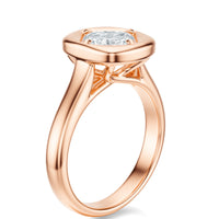 Signature Heirloom Bezel Asscher Engagement Ring - Rose Gold Polished Band - Side View