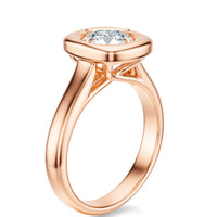 Signature Heirloom Bezel Cushion Engagement Ring - Rose Gold Polished Band - Side View