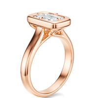 Signature Heirloom Bezel Emerald Engagement Ring - Rose Gold Polished Band - Side View
